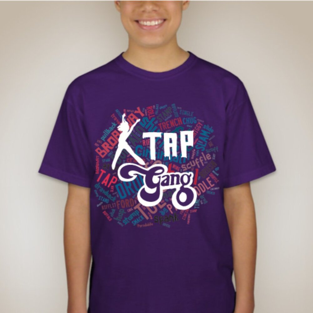 Youth Sizes: Purple Tap Dance Word Cloud Shirt